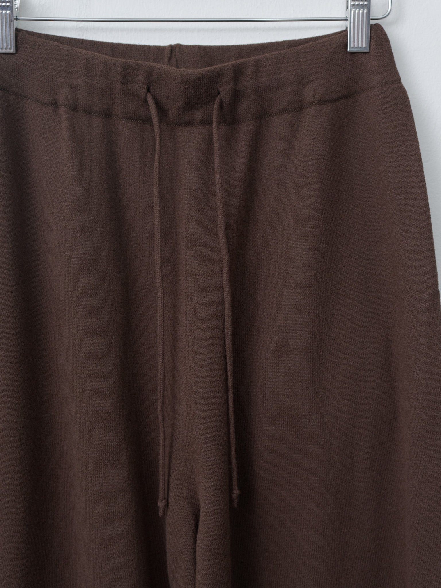 Brushed Silk Cotton Wide Straight Pants - Dark Brown
