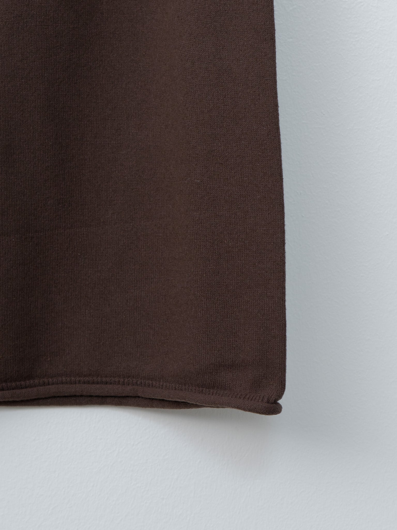 Brushed Silk Cotton Wide Straight Pants - Dark Brown