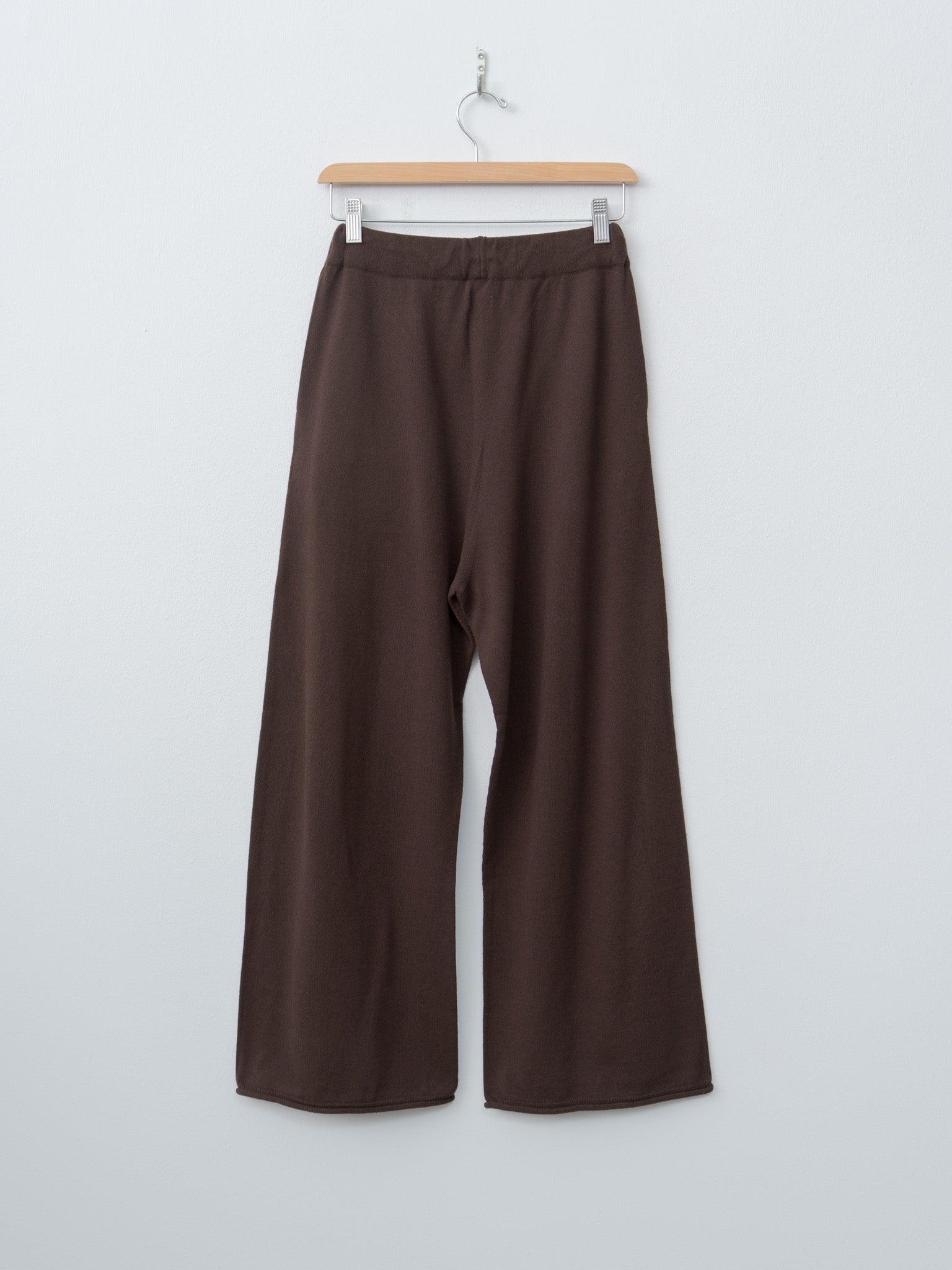 Brushed Silk Cotton Wide Straight Pants - Dark Brown
