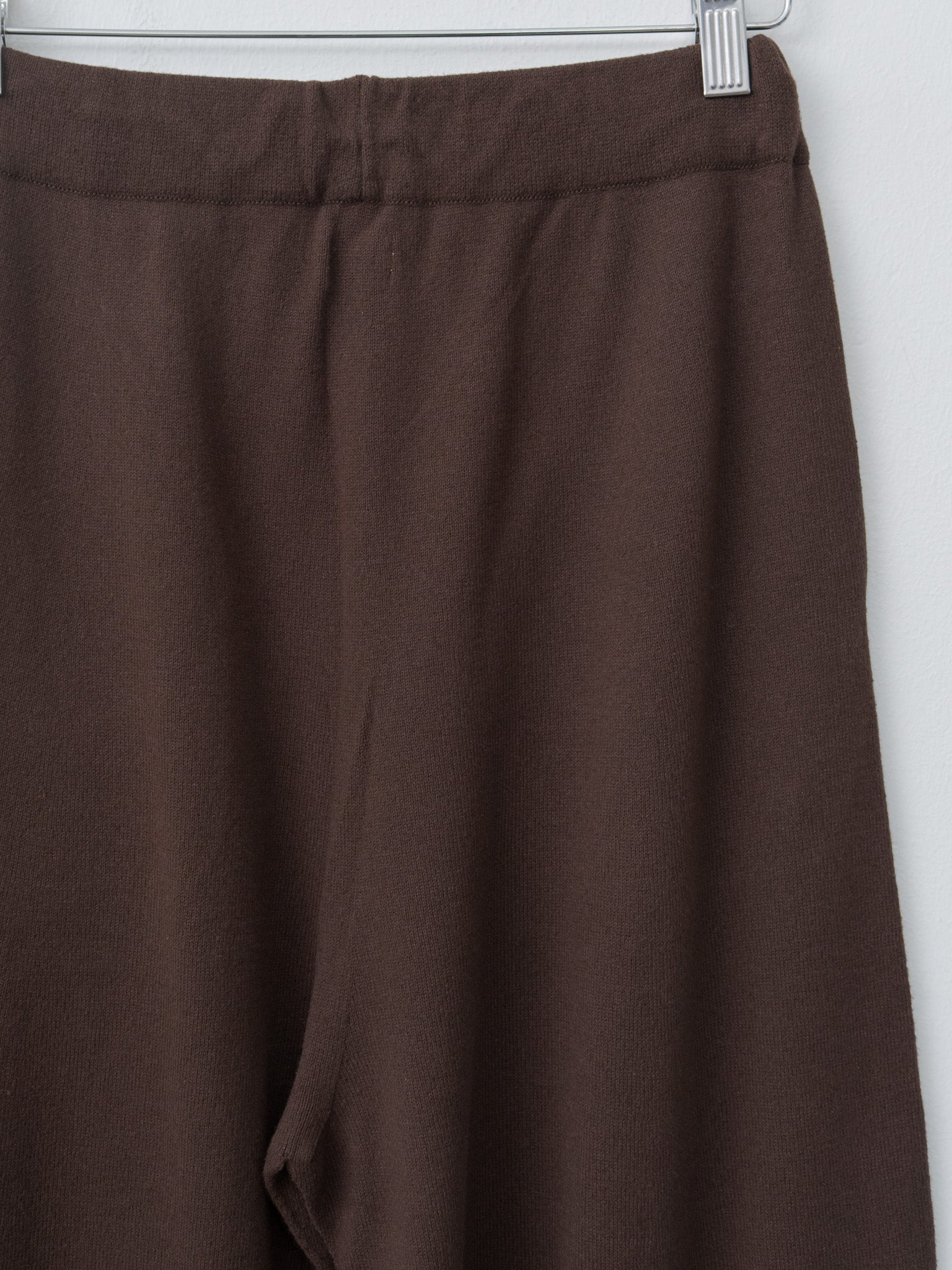 Brushed Silk Cotton Wide Straight Pants - Dark Brown