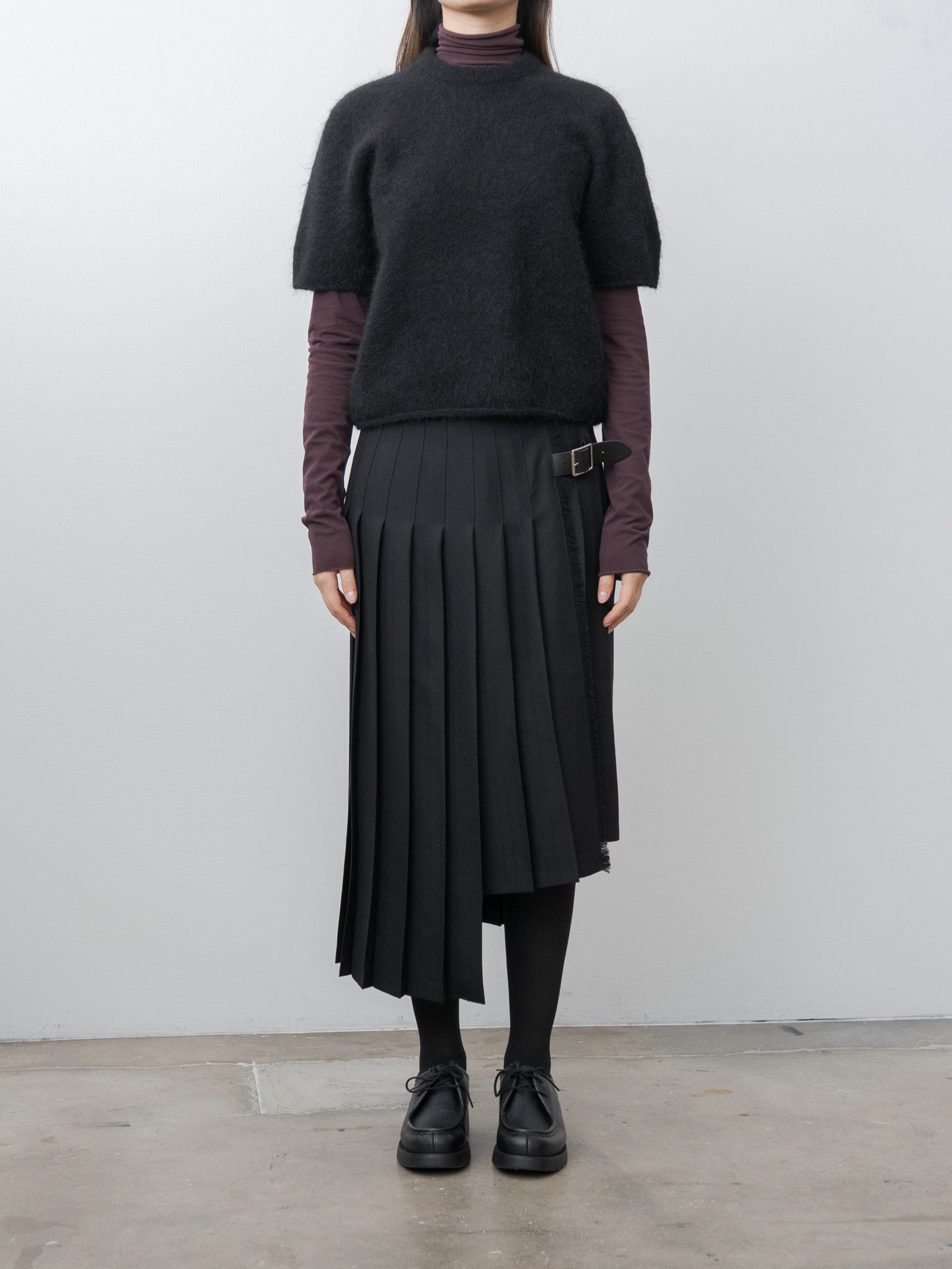 High Twist Cotton Sheer Jersey Turtleneck Tee - Dark Brown