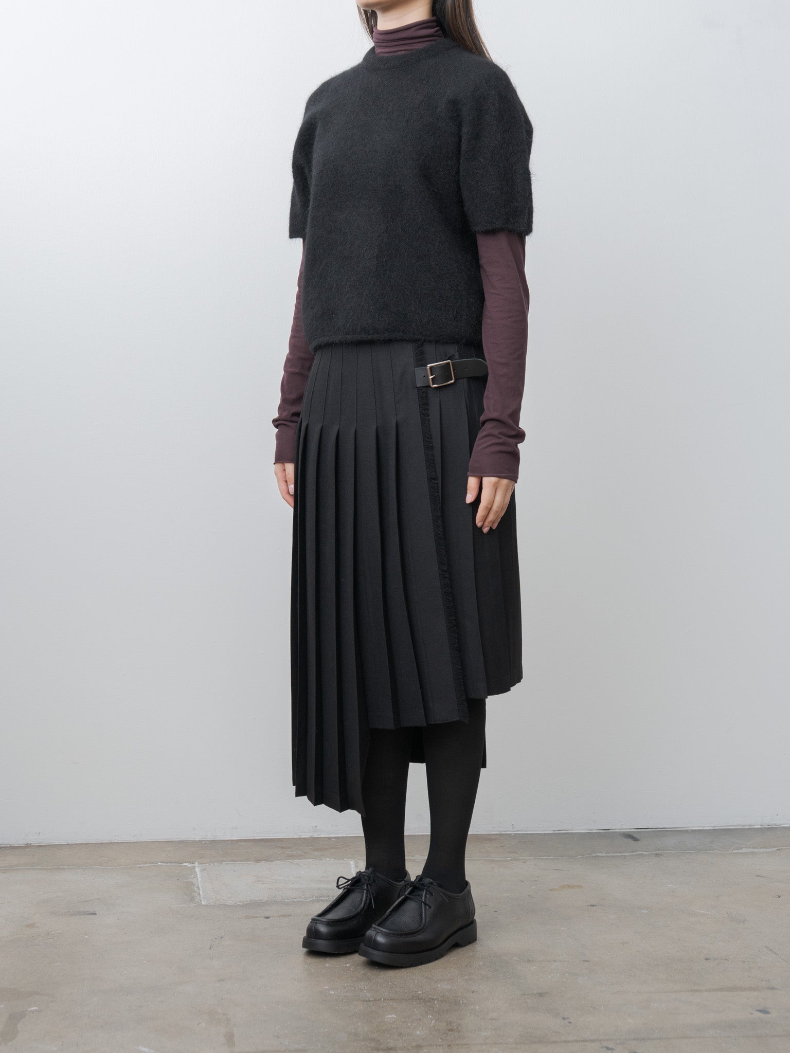 Stretch Superkid Mohair Short-Sleeve P/O - Black