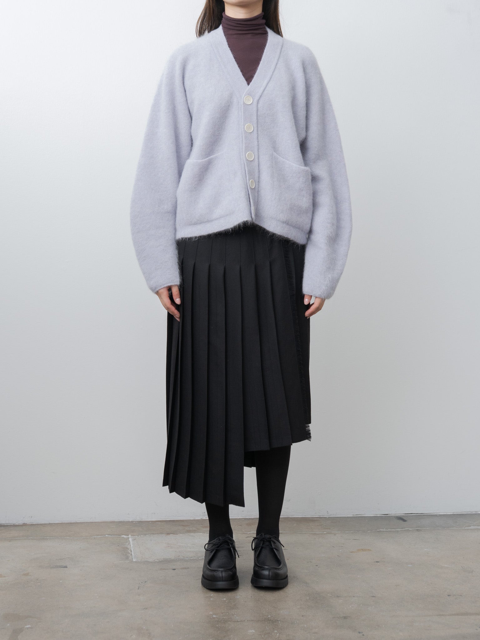 O'NEIL OF DUBLIN × UNFIL Worsted Wool Asymmetrical Kilt Skirt - Black