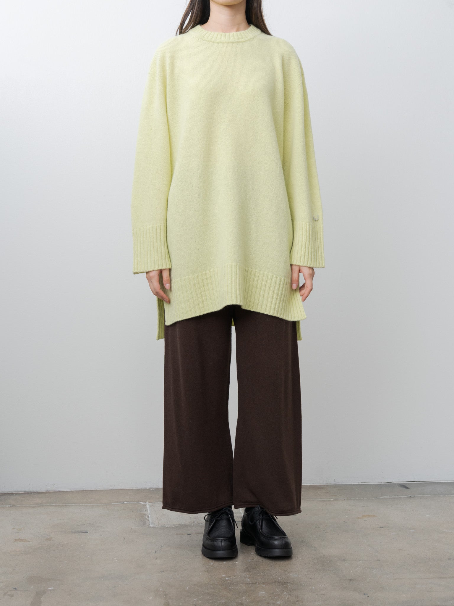 Fine Lambswool Oversized P/O - Lime Yellow