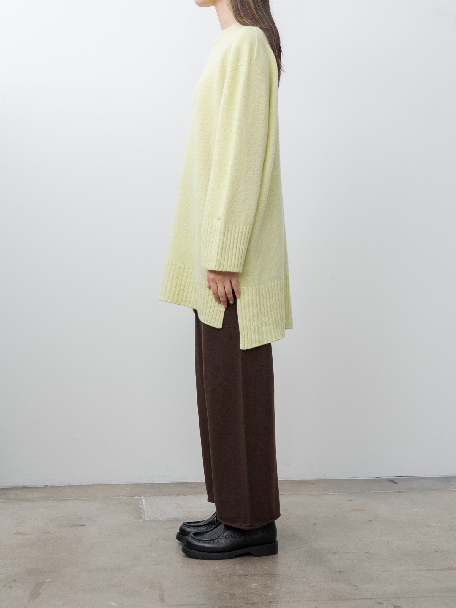 Fine Lambswool Oversized P/O - Lime Yellow