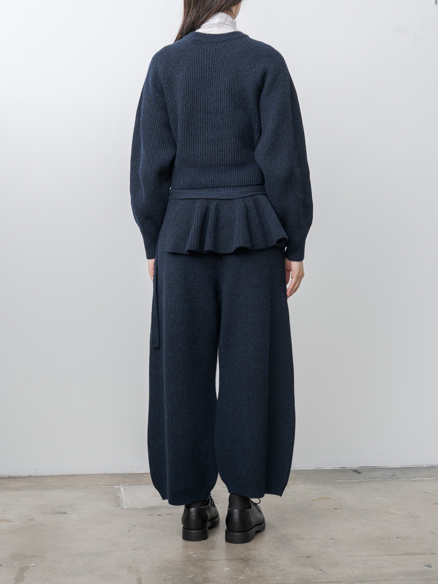 Woolen Cotton & Fine Lambswool Ribbed P/O - Black Navy