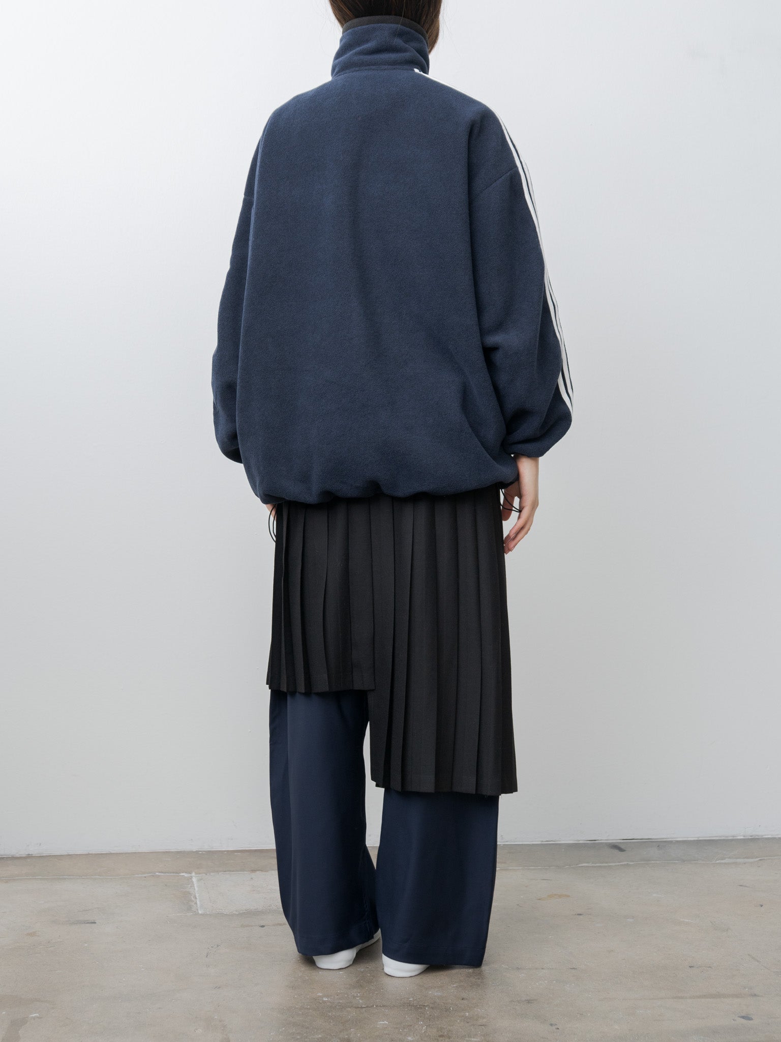 Fleece Loose Fit Track Jacket - Navy