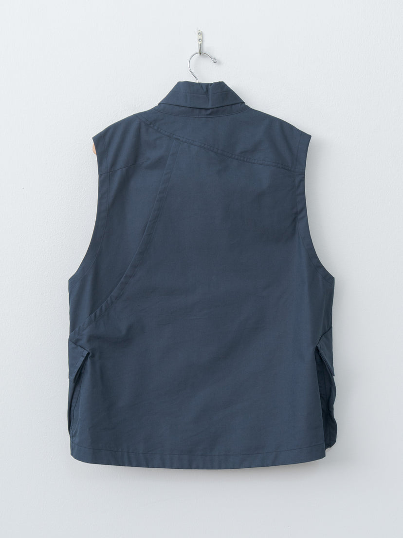 Namu Shop - ts(s) Cotton Poly Hollow Yarn Light Gabardine Messenger Vest - Navy