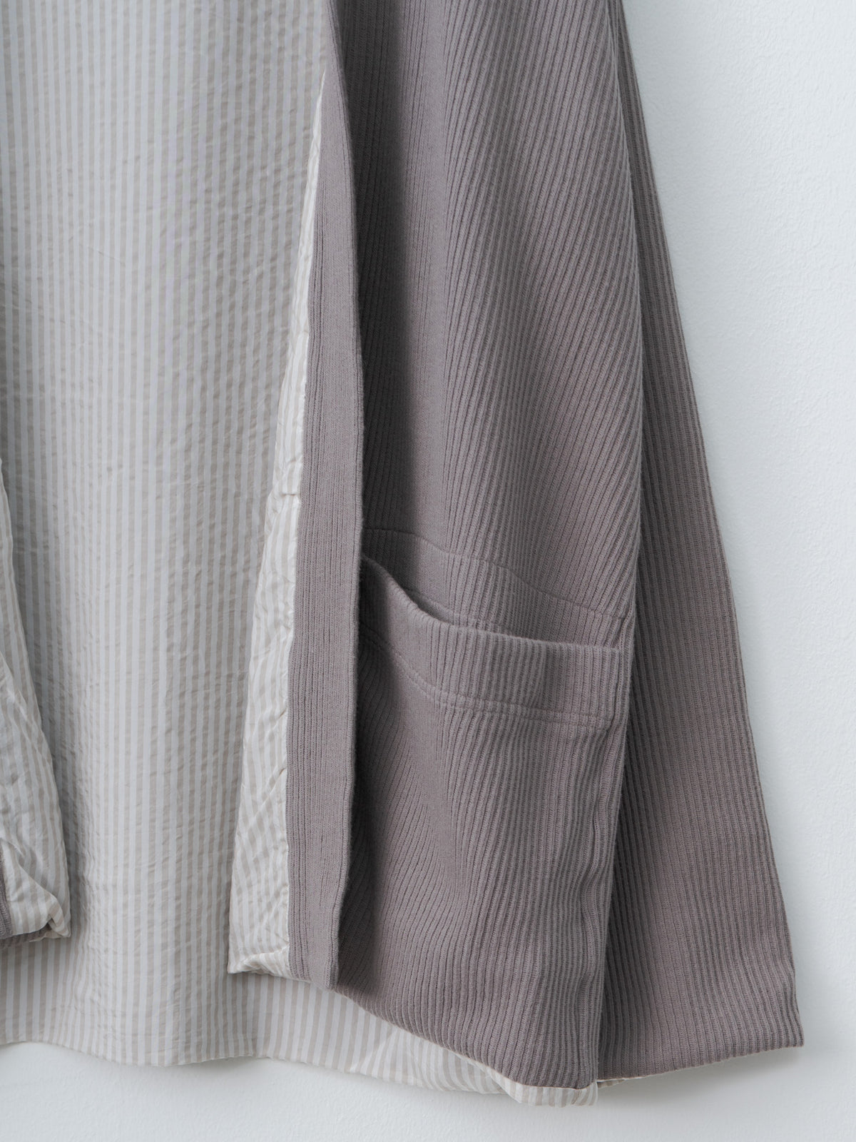 Namu Shop - ts(s) Rail Rib Cotton Jersey Lined Easy Cardigan - Gray