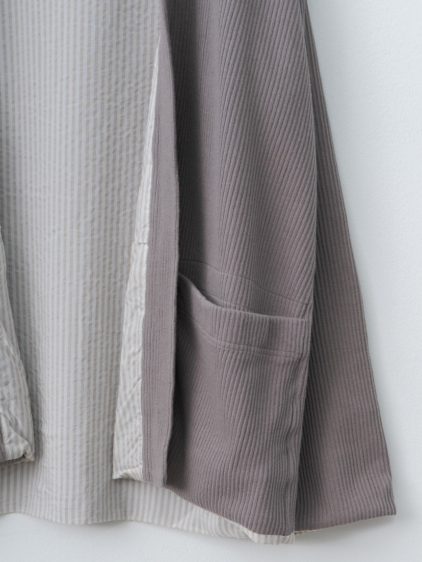 Namu Shop - ts(s) Rail Rib Cotton Jersey Lined Easy Cardigan - Gray