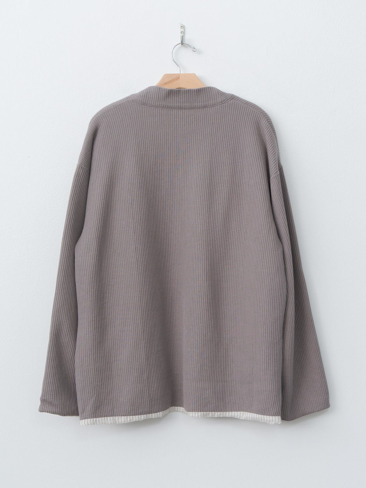 Namu Shop - ts(s) Rail Rib Cotton Jersey Lined Easy Cardigan - Gray