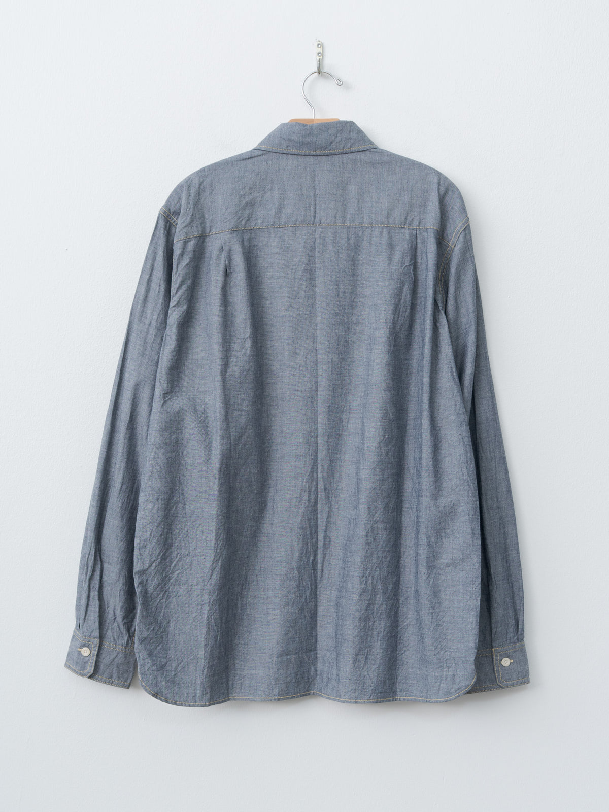 Namu Shop - ts(s) Indigo Cotton Chambray Asymmetric Pocket Work Shirt - Navy
