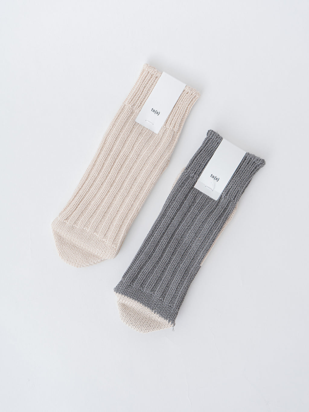 Namu Shop - ts(s) Mix and Match Cotton Rib Sock - Gray/Natural
