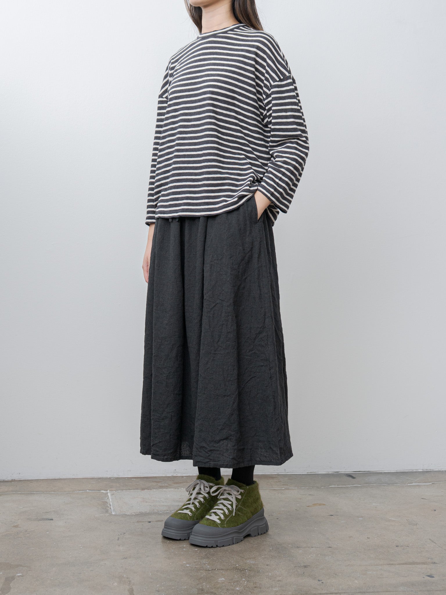 Stripe Pullover Tee - Charcoal/White