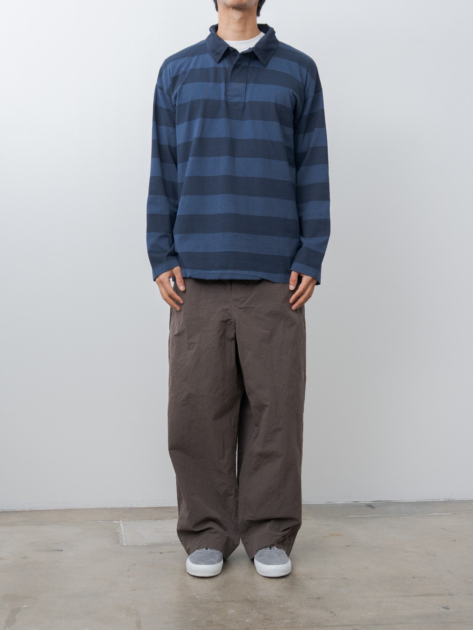 Namu Shop - ts(s) Garment Dye Stripe Rugby Shirt - Navy