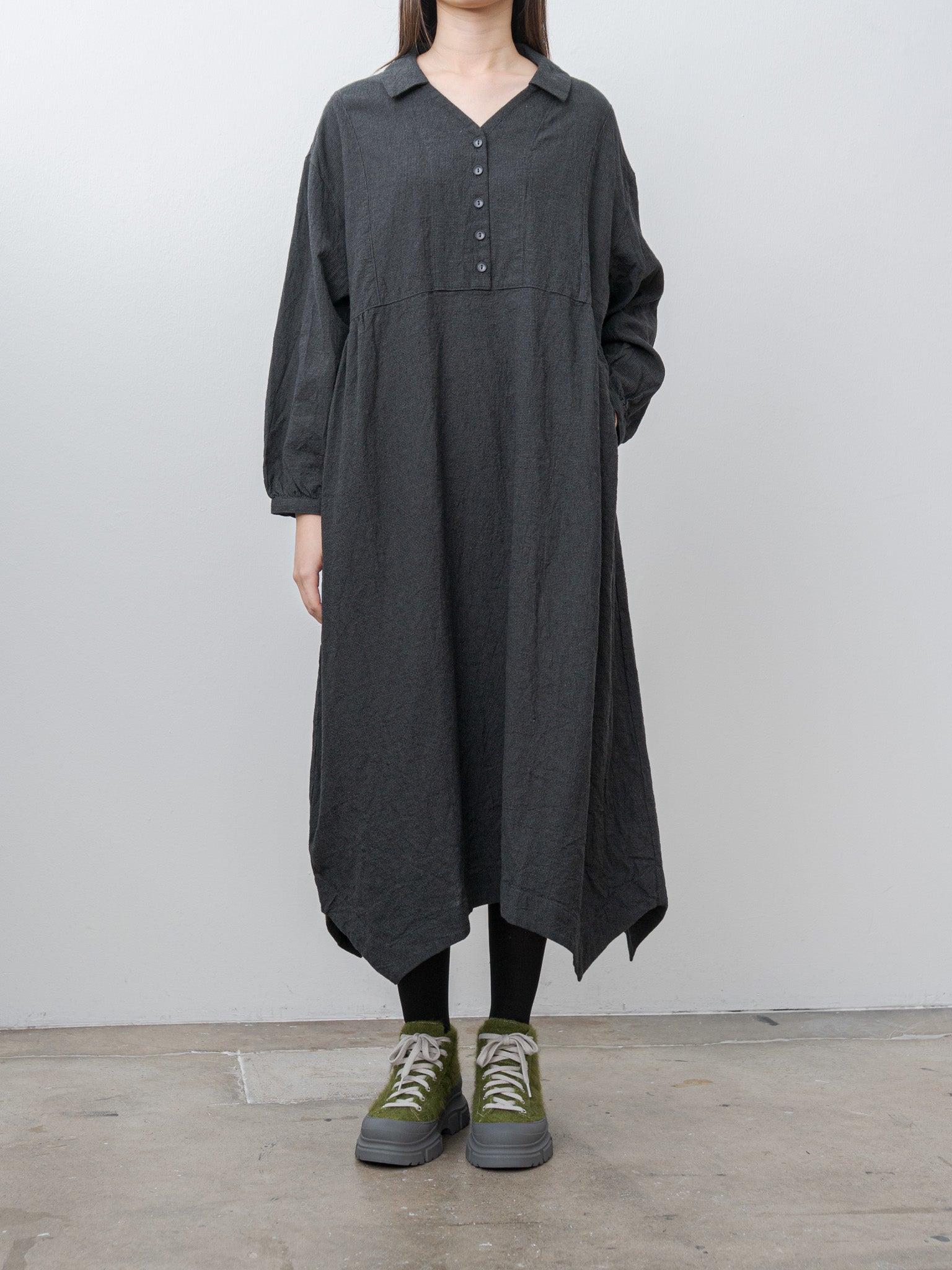 Houndstooth Dress - Charcoal