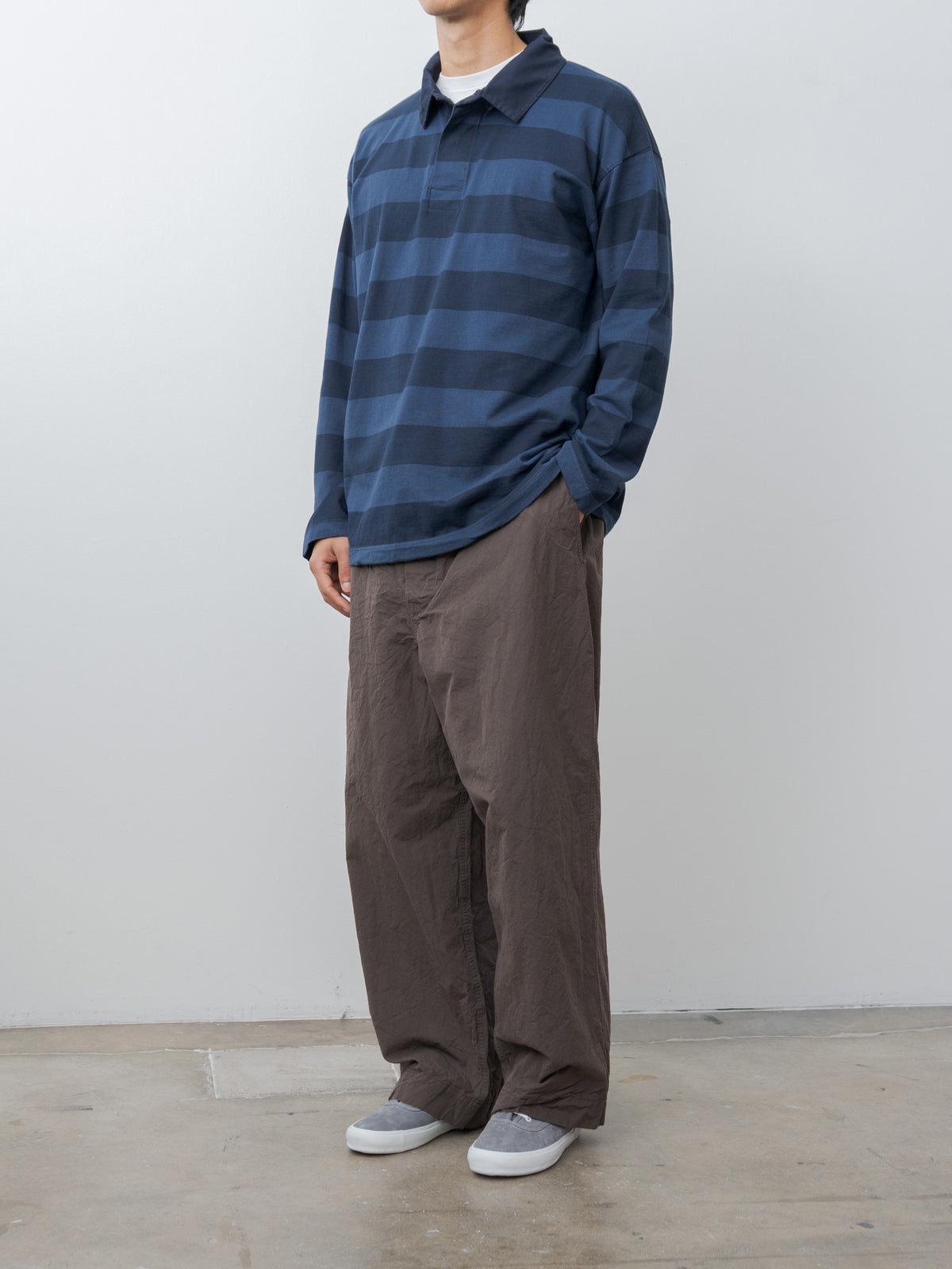 Namu Shop - ts(s) Garment Dye Stripe Rugby Shirt - Navy
