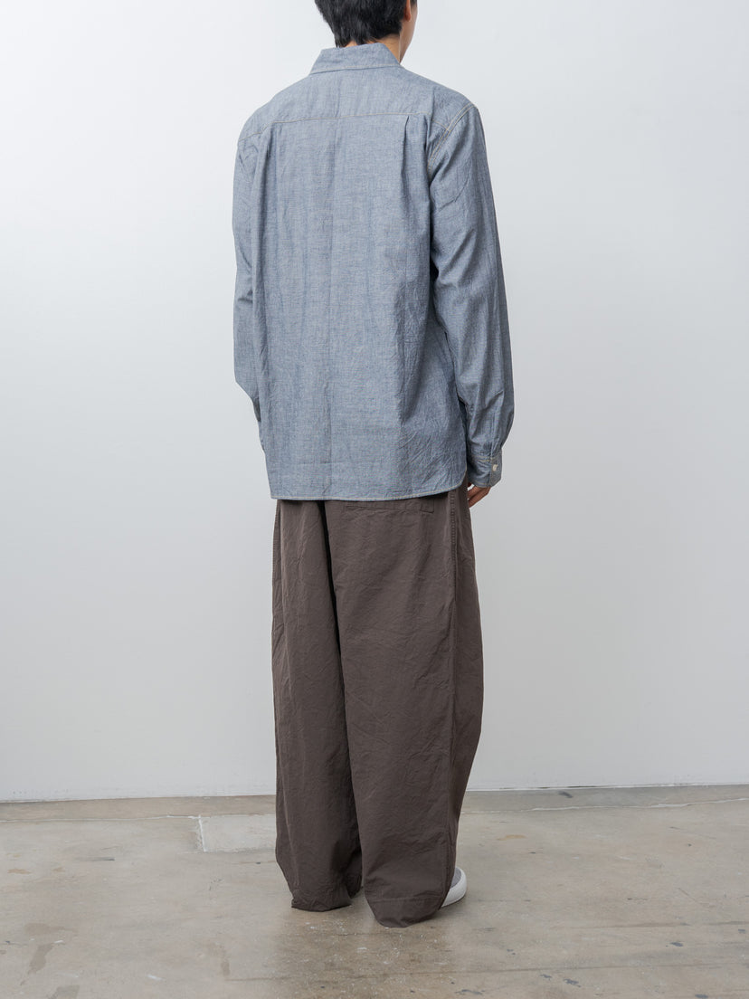 Namu Shop - ts(s) Indigo Cotton Chambray Asymmetric Pocket Work Shirt - Navy