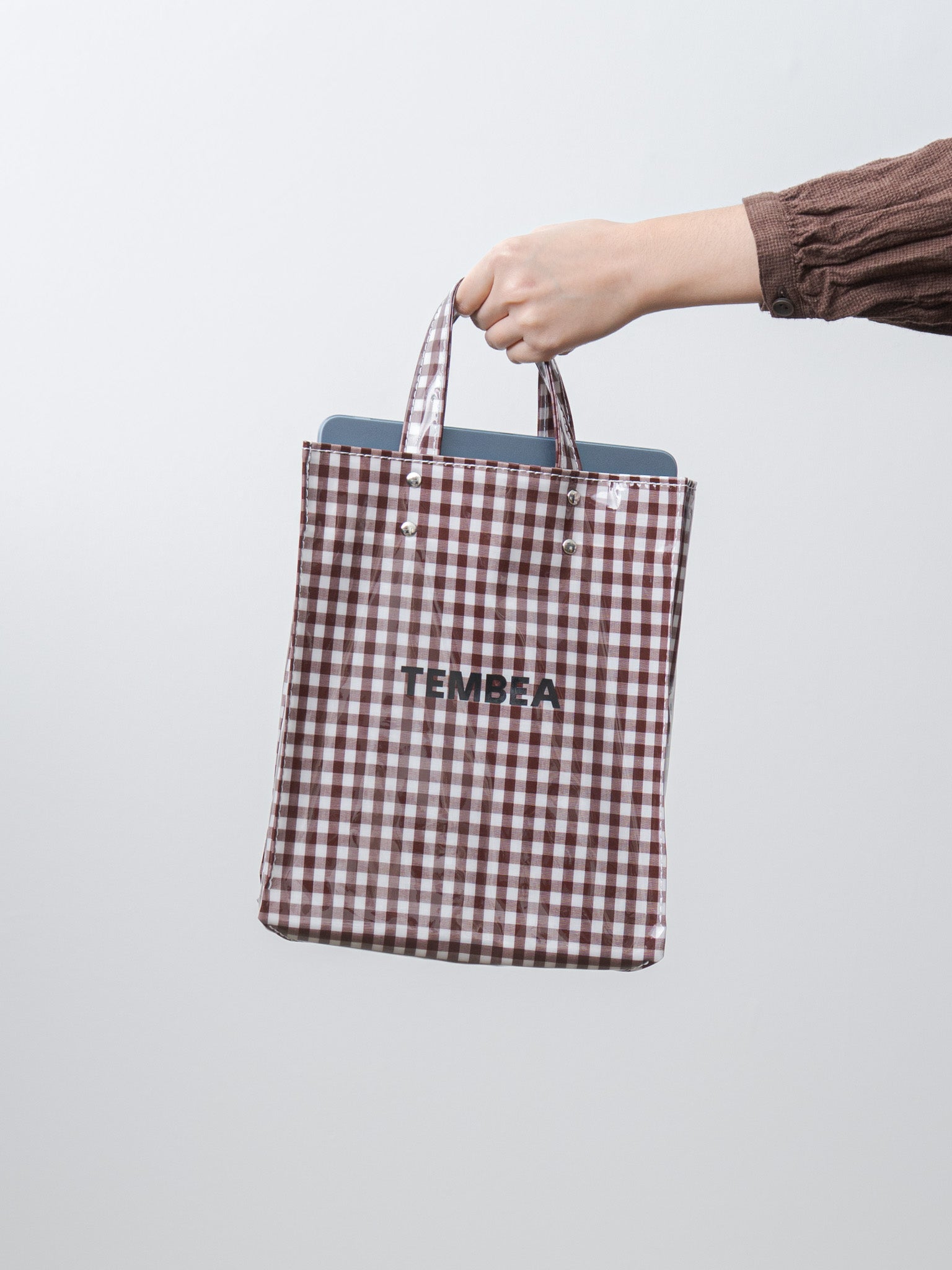 Paper Tote Small - Gingham Brown