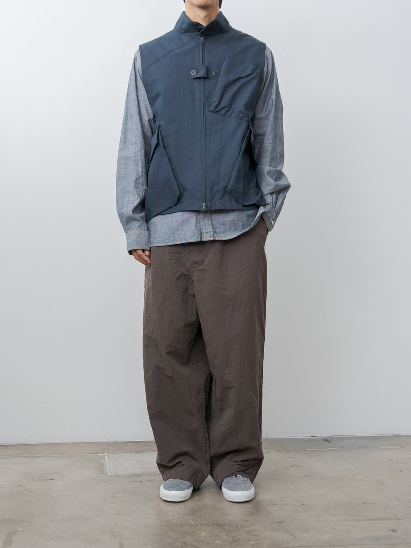 Namu Shop - ts(s) Cotton Poly Hollow Yarn Light Gabardine Messenger Vest - Navy