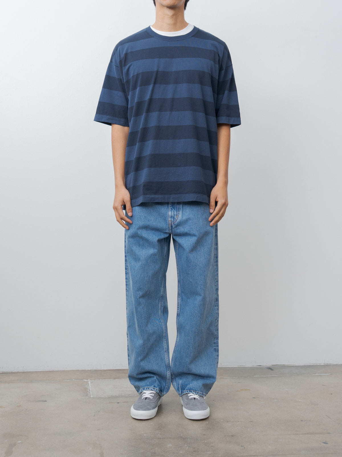 Namu Shop - ts(s) Garment Dye Stripe Baggy T-Shirt - Navy