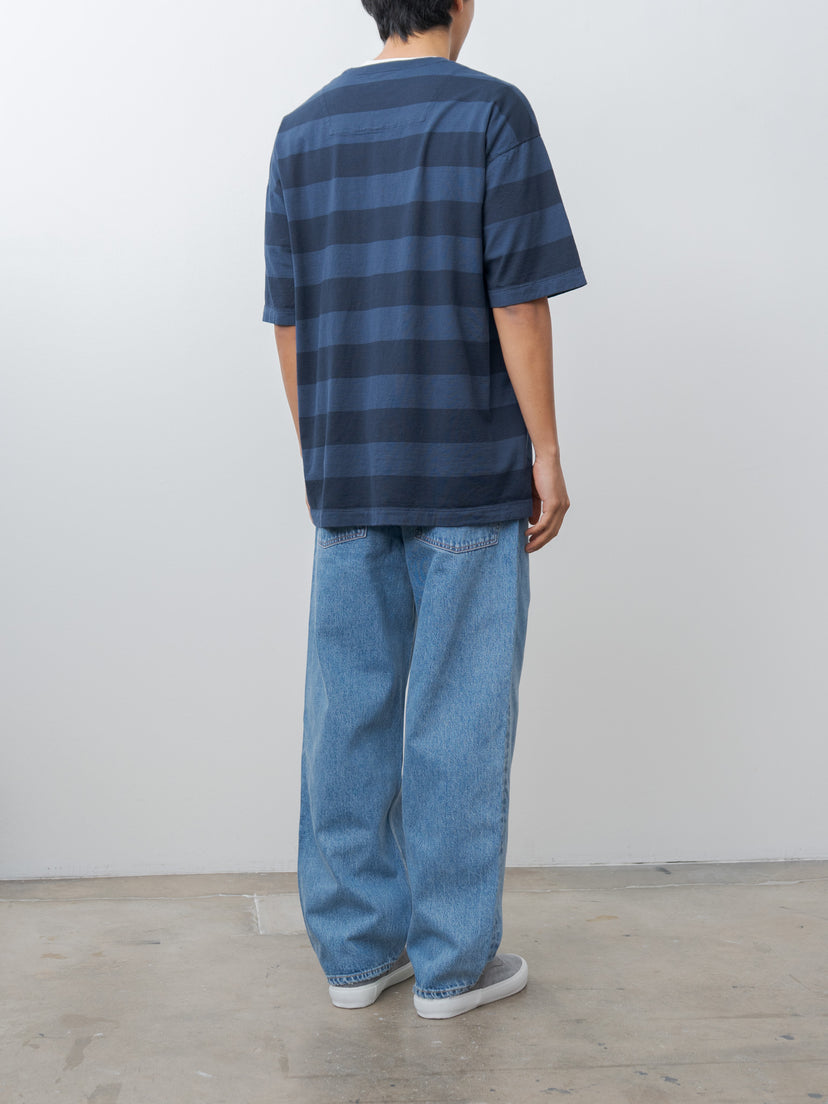 Namu Shop - ts(s) Garment Dye Stripe Baggy T-Shirt - Navy