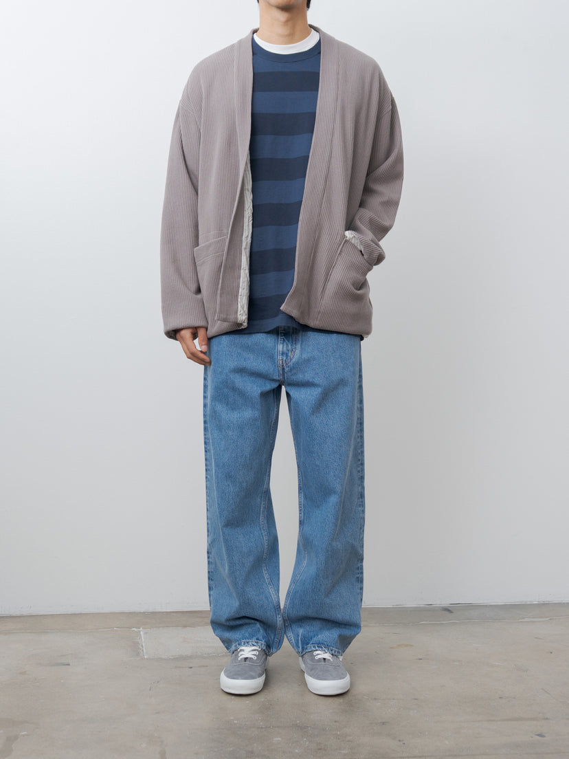Namu Shop - ts(s) Rail Rib Cotton Jersey Lined Easy Cardigan - Gray