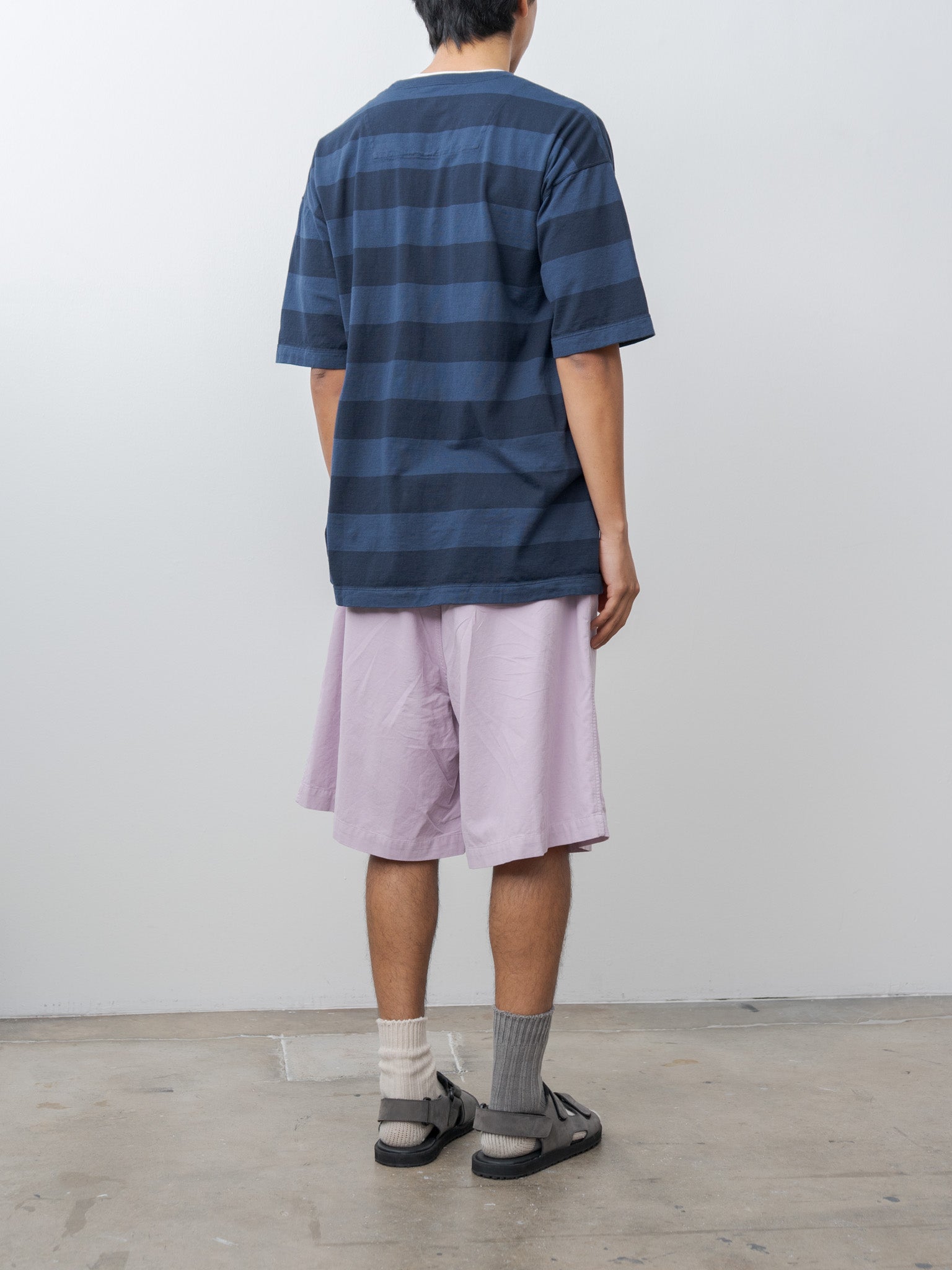 Namu Shop - ts(s) Garment Dye Summer Cotton Corduroy Drawstring Wide Shorts - Lavender