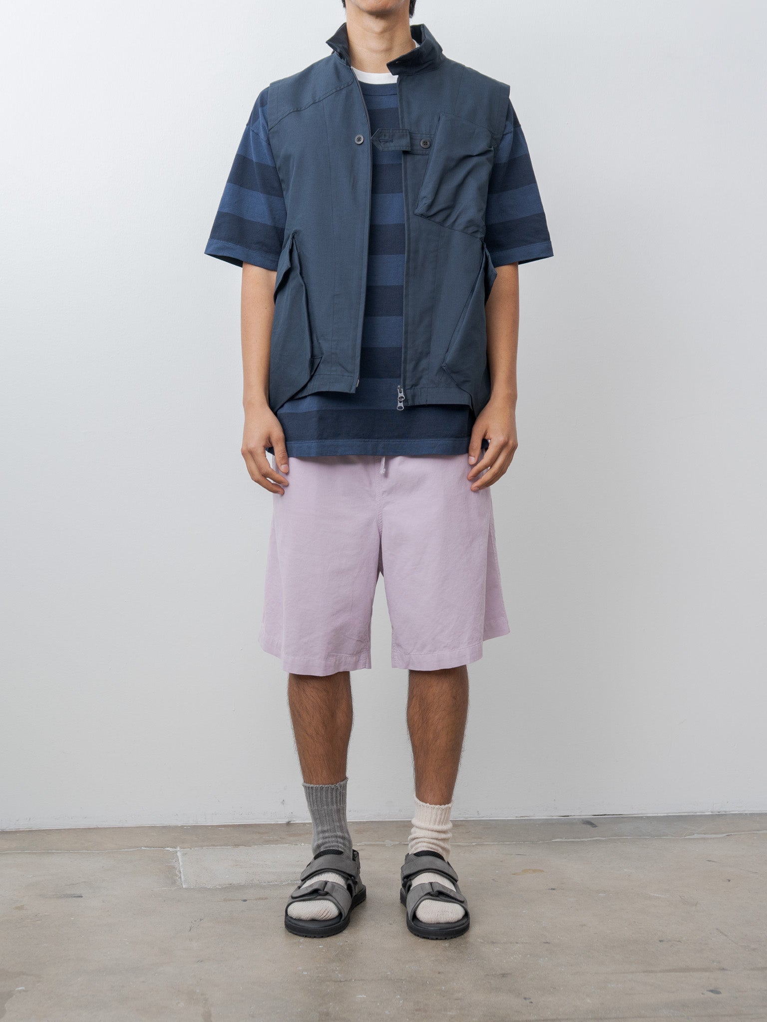 Namu Shop - ts(s) Garment Dye Stripe Baggy T-Shirt - Navy