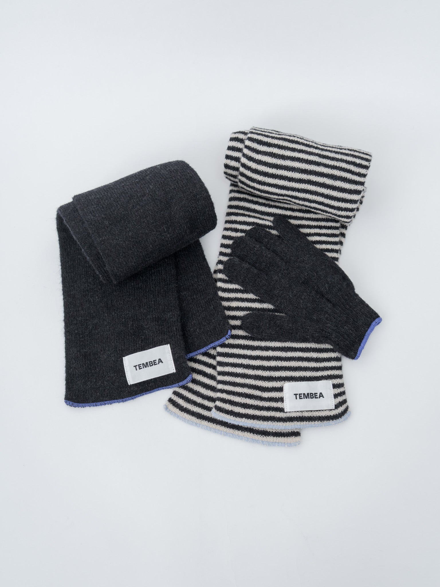 Muffler Border - Oatmeal x Charcoal/Sax