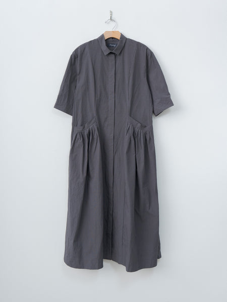Bergfabel Sally Dress - Gray Check, Yarn-Dyed Cotton | Namu Shop