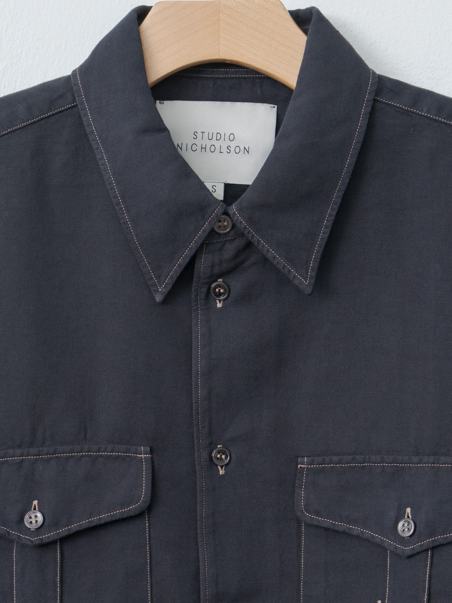 Namu Shop - Studio Nicholson LOURO Utility Pocket Shirt - Black Grape