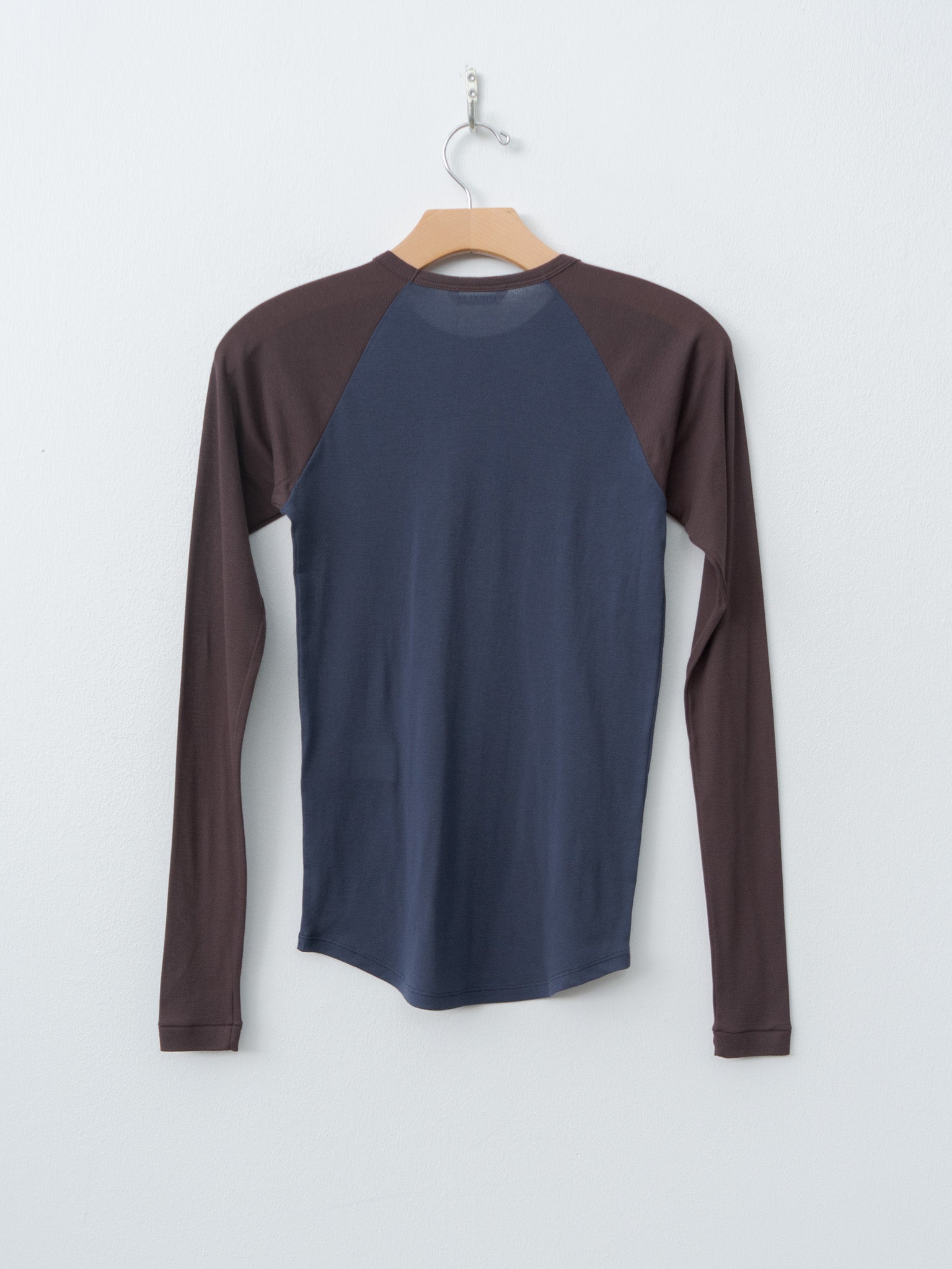 Namu Shop - Auralee Super High Gauge Sheer Rib Raglan P/O - Navy × Dark Brown