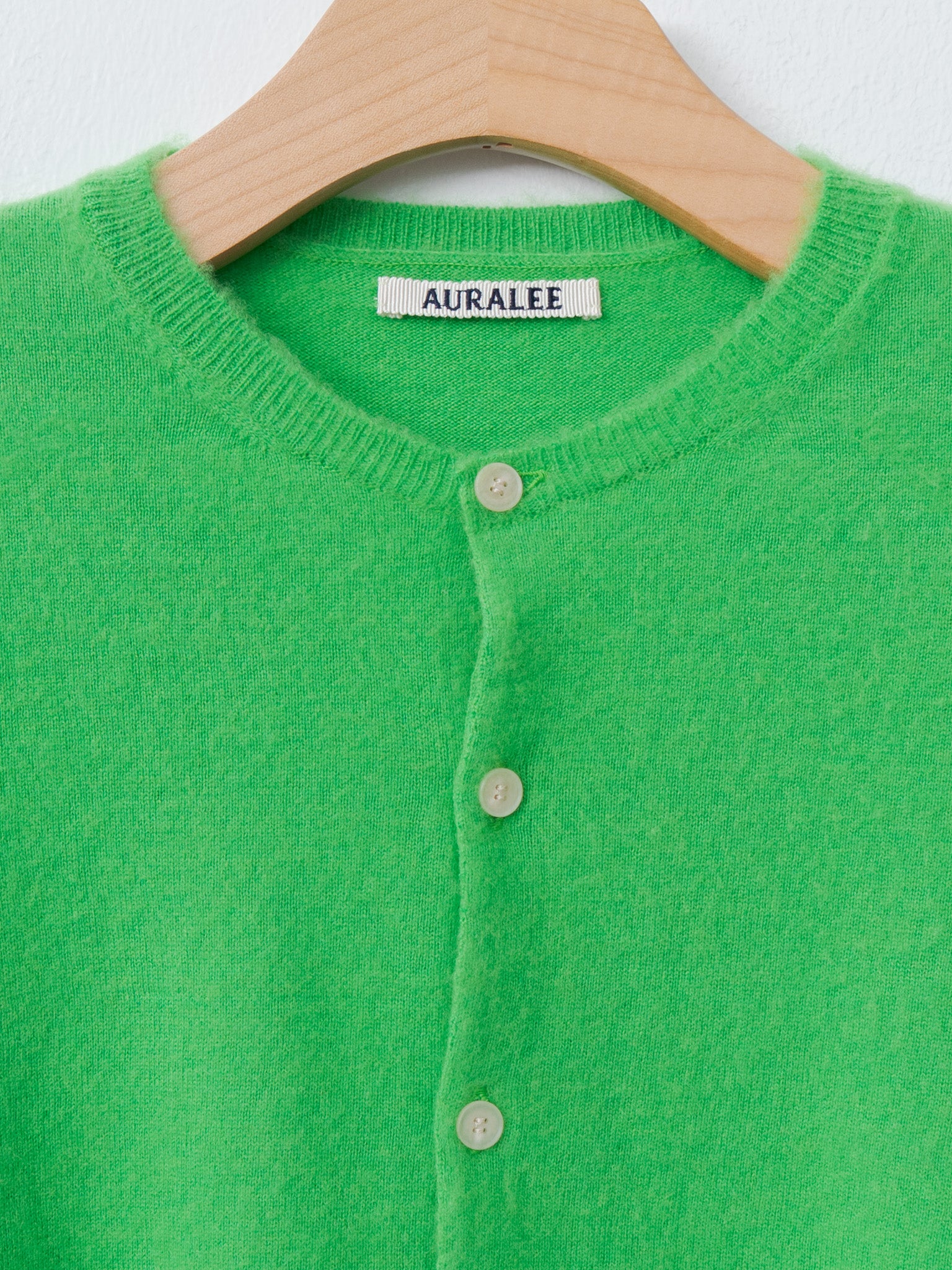 Namu Shop - Auralee Brushed Cashmere Cotton Knit Cardigan - Green