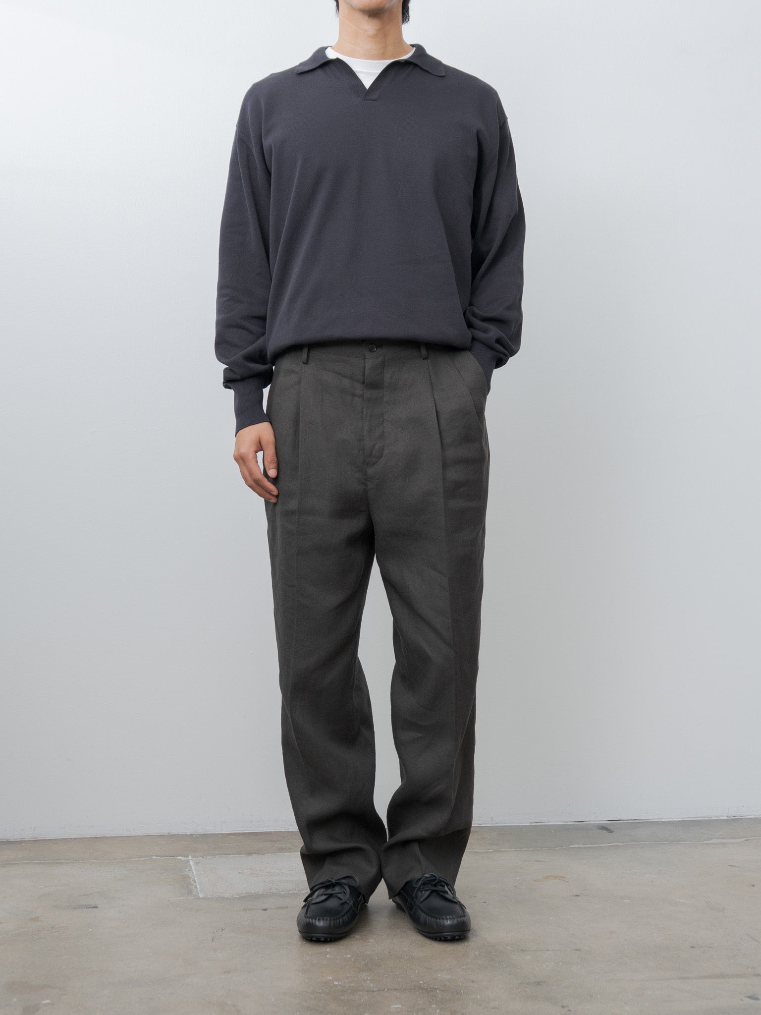 Namu Shop - Kaptain Sunshine Cotton Knit Skipper Shirt - Dark Navy