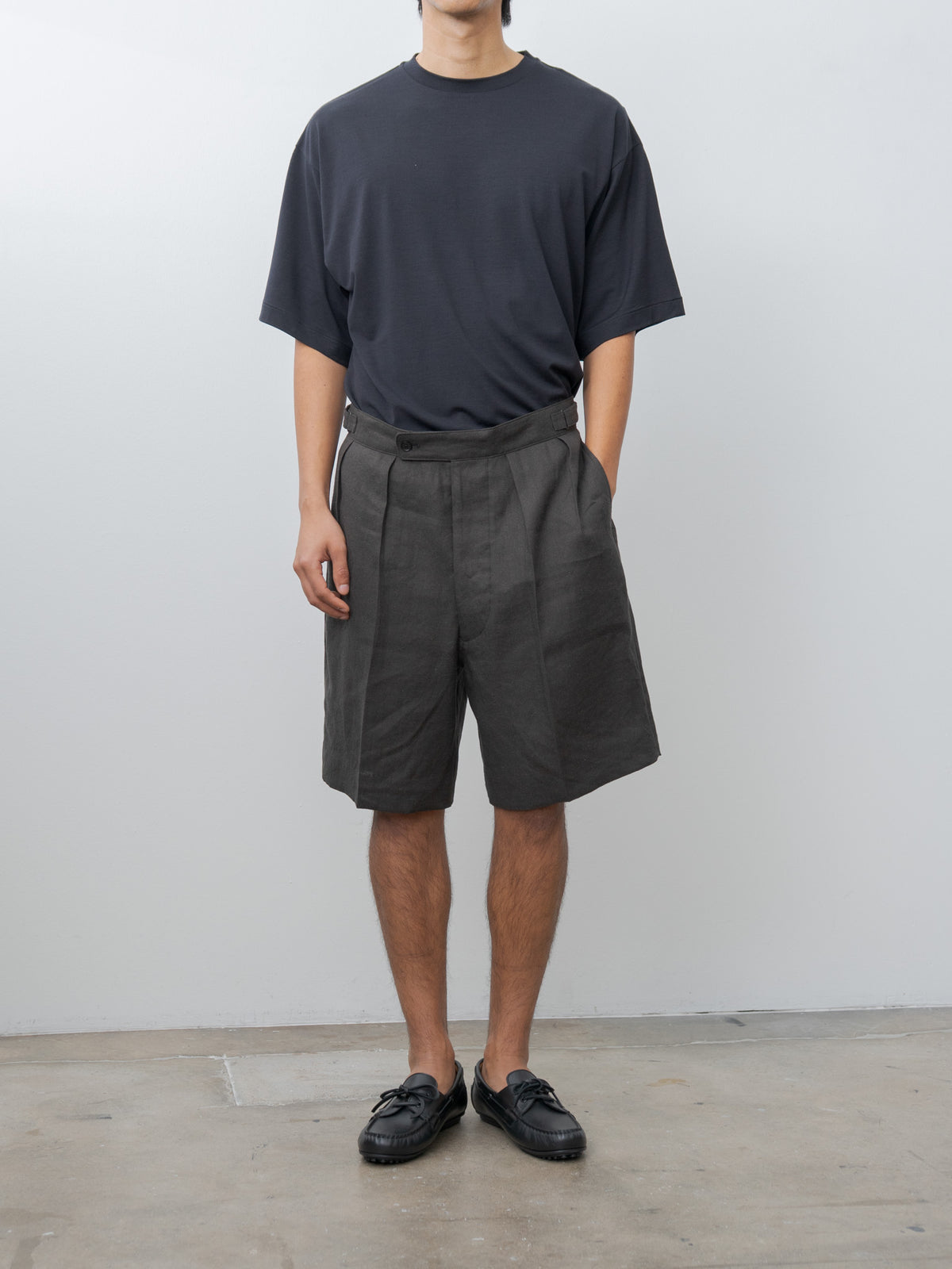 Namu Shop - Kaptain Sunshine Linen Silk Mesh Gurkha Shorts - Ink Black