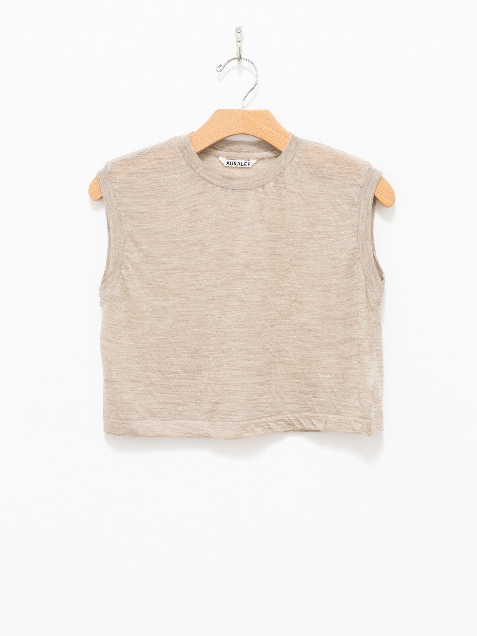 Namu Shop - Auralee Super Soft Wool Sheer Jersey Short Sleeveless - Top Beige