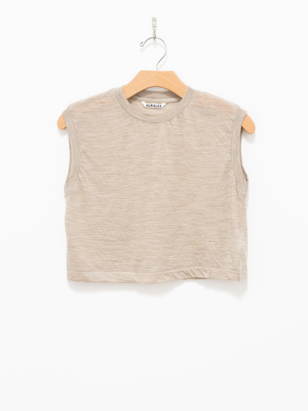 Namu Shop - Auralee Super Soft Wool Sheer Jersey Short Sleeveless - Top Beige