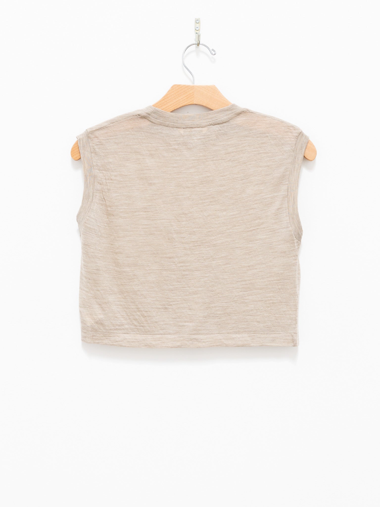 Namu Shop - Auralee Super Soft Wool Sheer Jersey Short Sleeveless - Top Beige