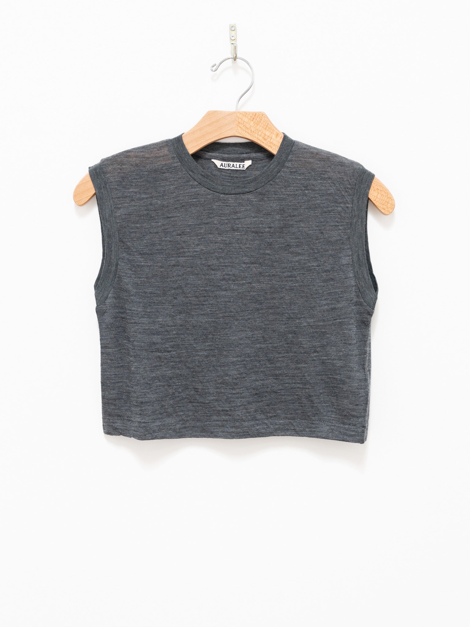 Super Soft Wool Sheer Jersey Short Sleeveless - Charcoal