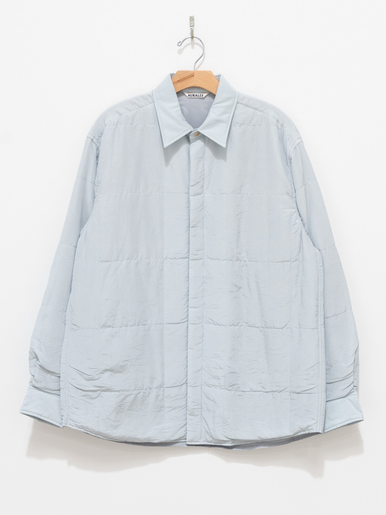 Namu Shop - Auralee Quilted Light Silk Cotton Shirt - Light Blue