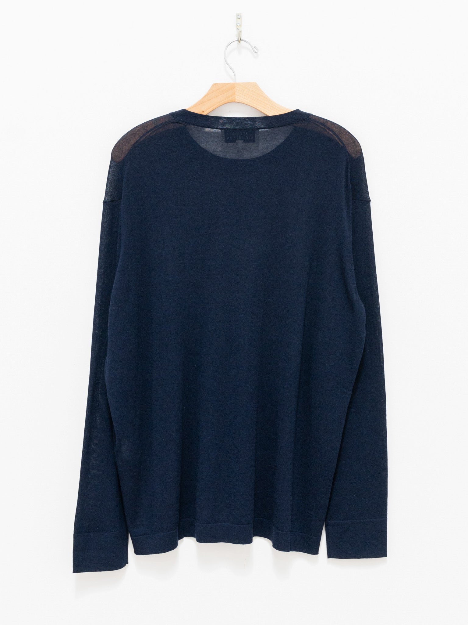 Namu Shop - Studio Nicholson Zuka Fine Crepe Cotton L/S Crewneck - Darkest Navy