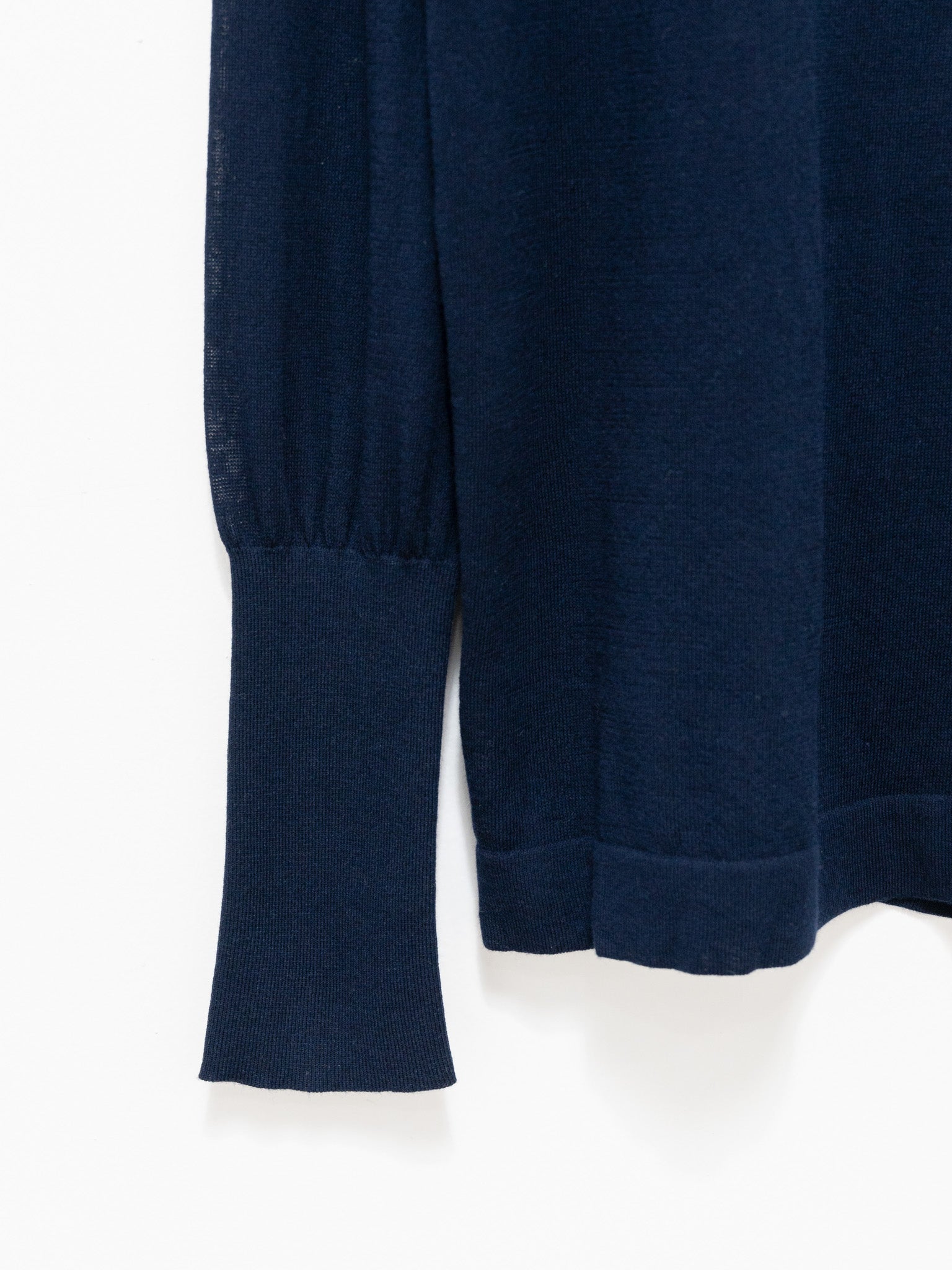 Namu Shop - Studio Nicholson Nilo Fine Crepe Cotton Turtleneck Tee - Darkest Navy