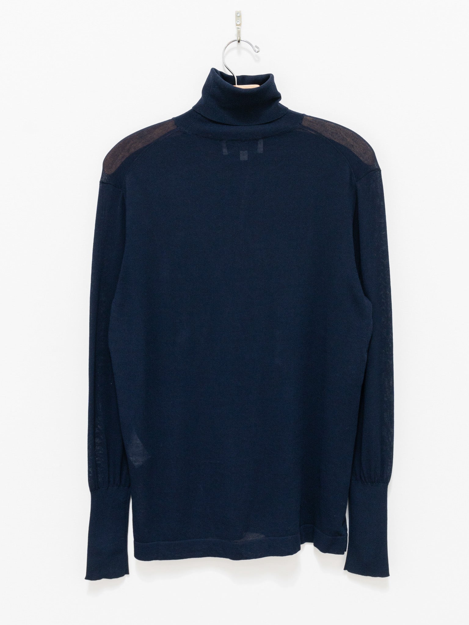 Namu Shop - Studio Nicholson Nilo Fine Crepe Cotton Turtleneck Tee - Darkest Navy