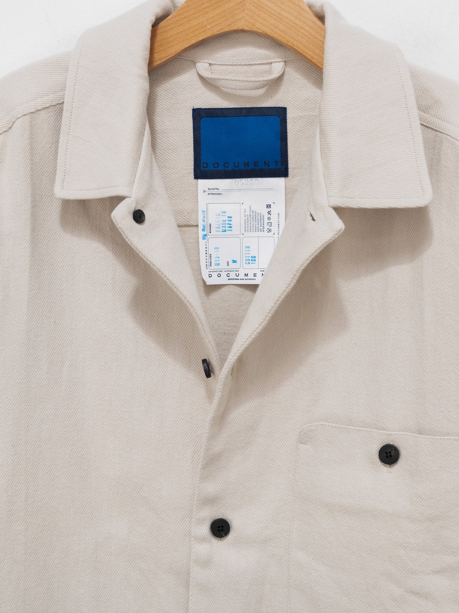 Namu Shop - Document Brushed Cotton French Shirt - Ecru