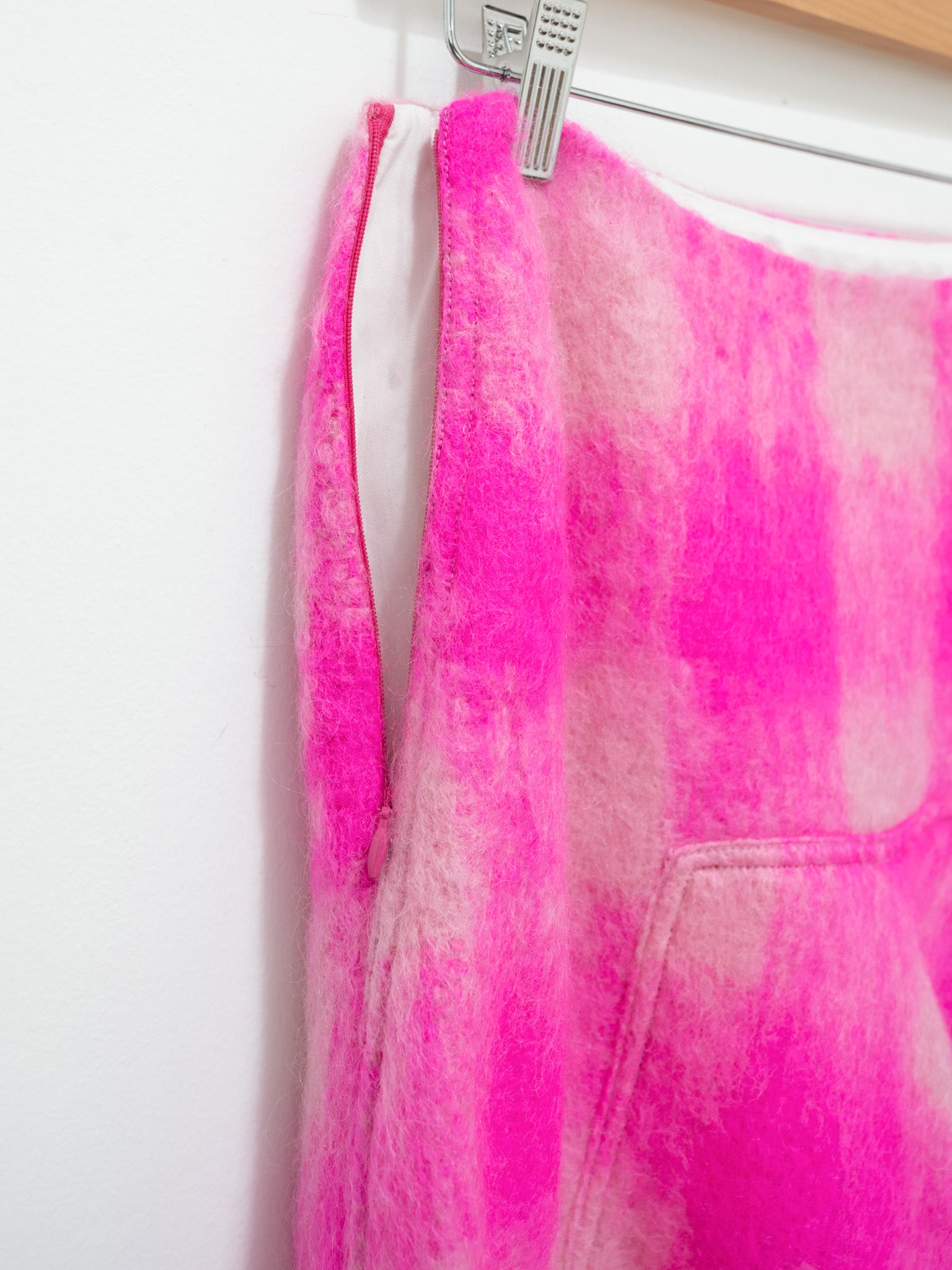 Namu Shop - Sofie D'Hoore Secret Mohair Skirt - Fuchsia Pink Check