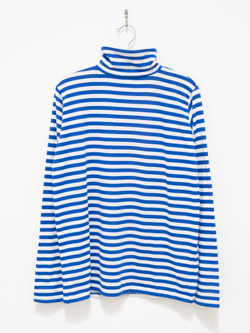 Namu Shop - Veritecoeur T/C Border High Neck Tee - White x Blue