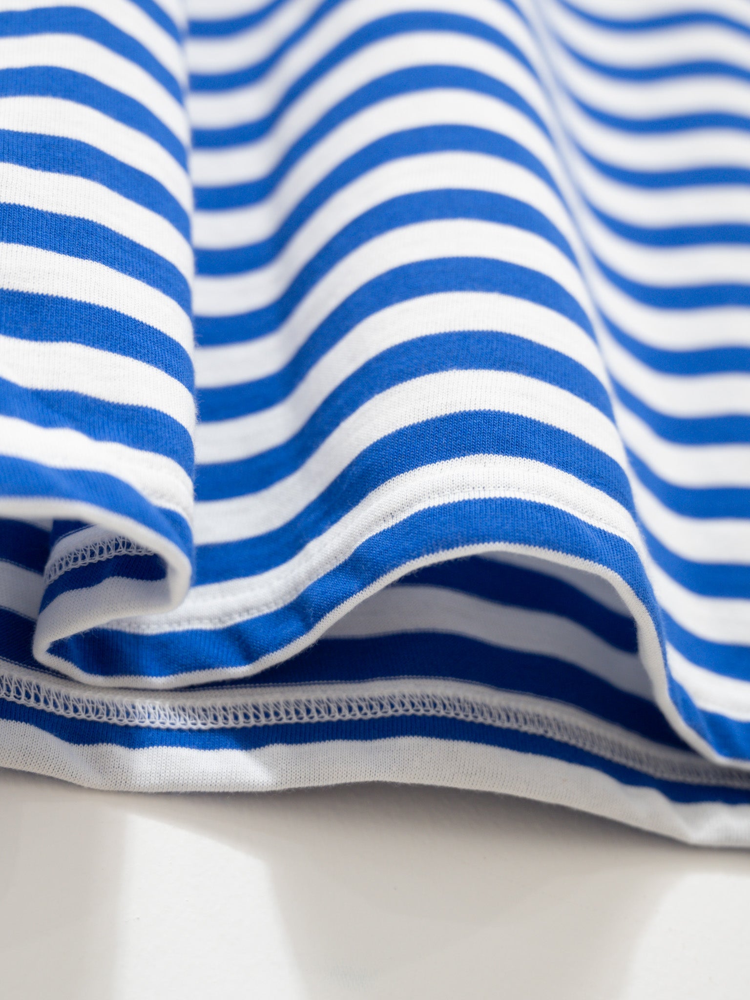 Namu Shop - Veritecoeur T/C Border High Neck Tee - White x Blue