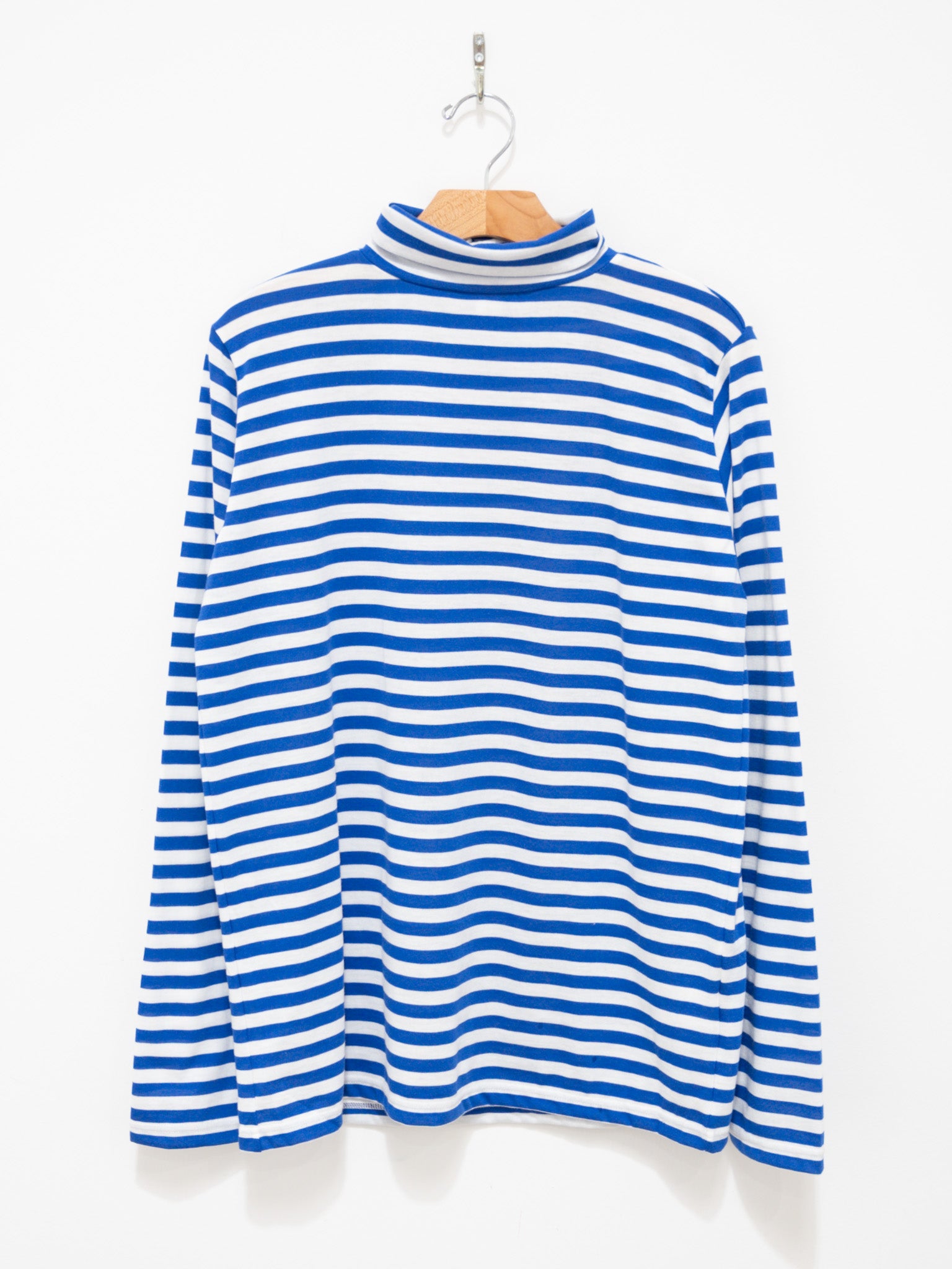 Namu Shop - Veritecoeur T/C Border High Neck Tee - White x Blue