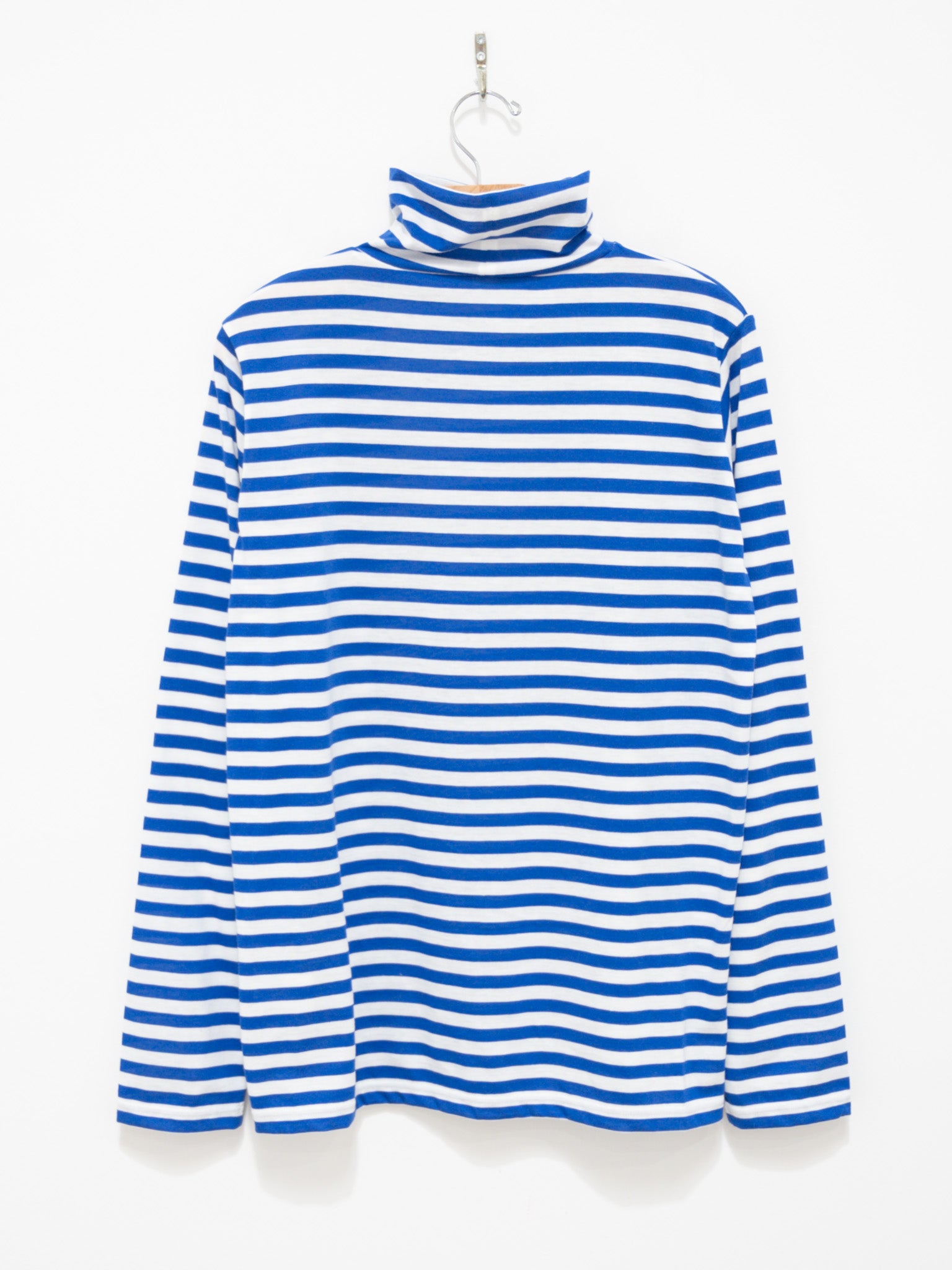 Namu Shop - Veritecoeur T/C Border High Neck Tee - White x Blue